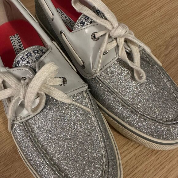 Sperry Top Sider Super Sparkly Silver Glitter Boat Shoes 8.5 - Picture 5 of 8